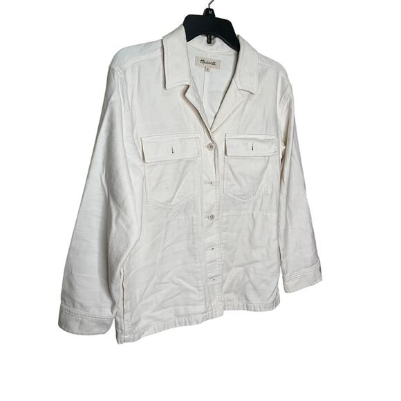 Madewell Drakefield Shirt-Jacket Front Chest Pockets Ecru White Women Size L - Picture 1 of 5